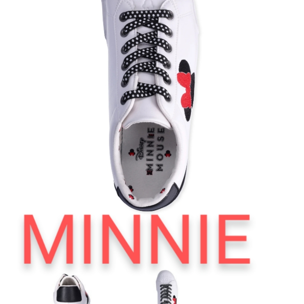 Minnie Mouse Low Top Sneakers Disney White Shoe - Picture 2 of 6